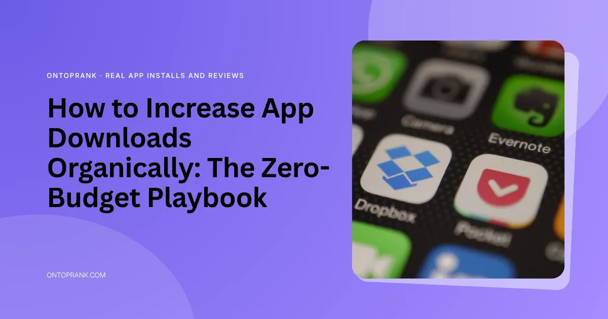 Increase app downloads organically: close-up of app icons on a phone home screen